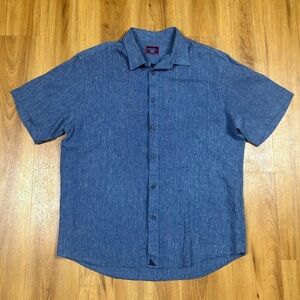 UNTUCKit Men's Chambray Blue Button-Down Shirt 100% Linen Size L
